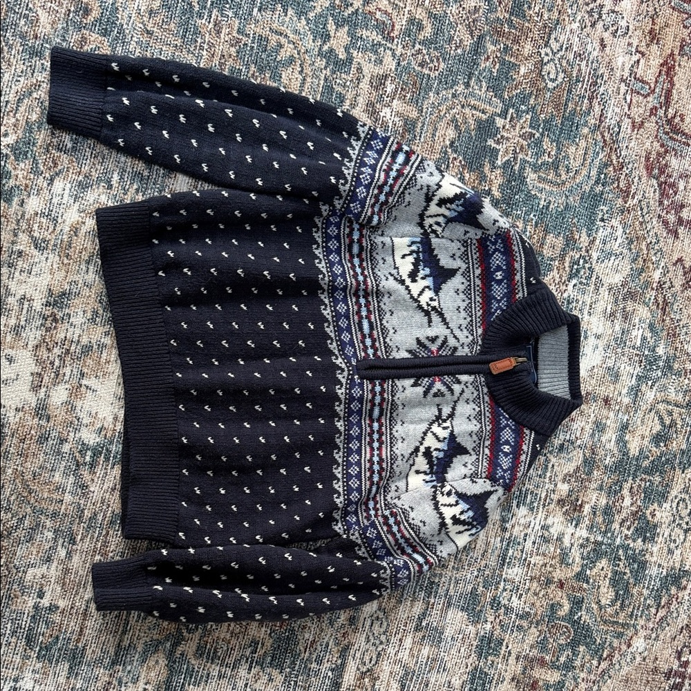 Vineyard Vines Kids Sweater in Navy and White with Red Accents
